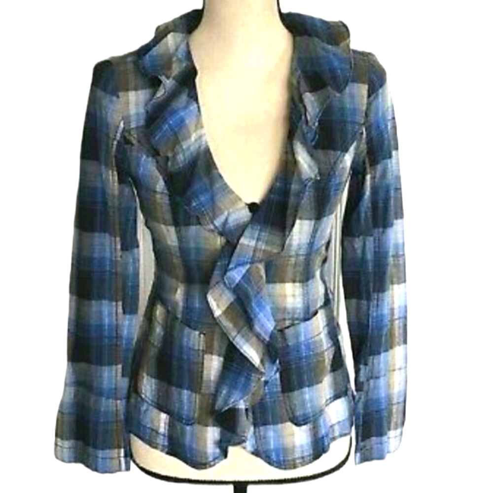 Free People Ruffled Plaid Shirt